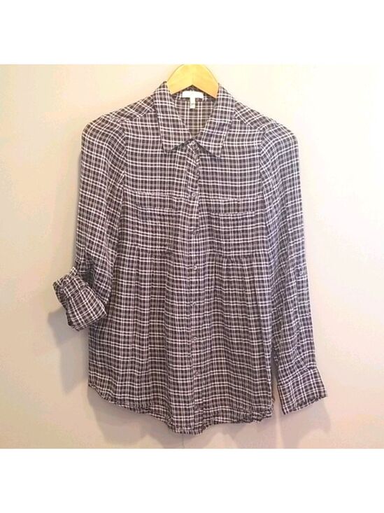 Joie Tops - Joie Plaid Cotton Long Sleeve Button Down Shirt